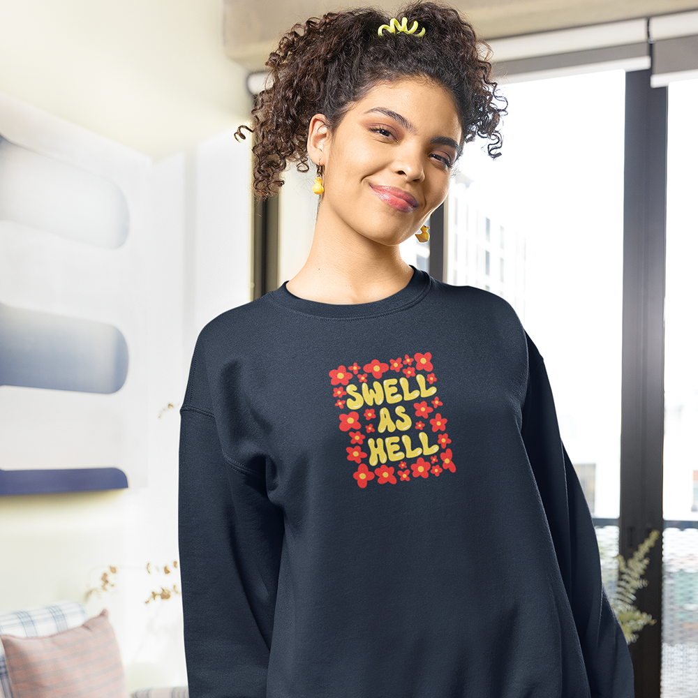 Swell As Hell With Floral Unisex Heavy Blend Crewneck Sweatshirt